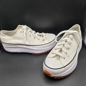 Converse Run Star Hike Low Top White Canvas Platform Sneakers 168817C Womens 7.5